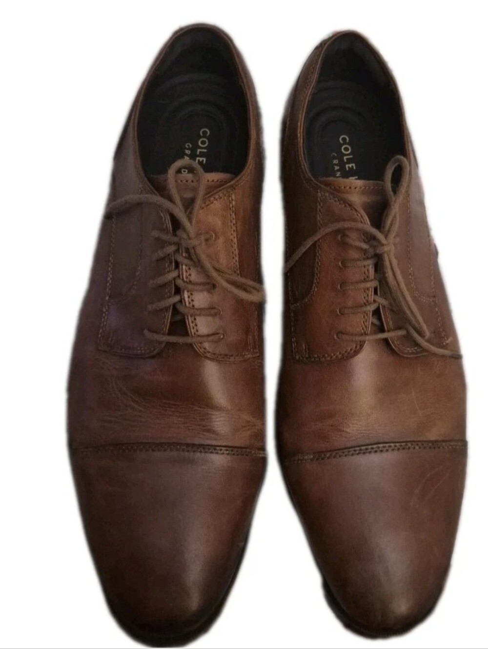 Cole Haan Jay Grand.ØS Brown Leather Cap-Toe Oxford Derby Dress Shoes 12 M